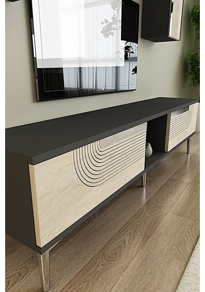 Tvr1502ats Meyra Tv Ünitesi Takımı Antrasit-traverten-silver 150cm