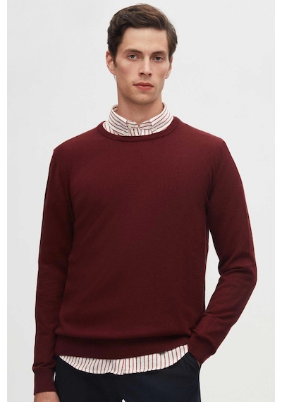 D's Damat Regular Fit Bordo Tüylenme Yapmayan Bisiklet Yaka Triko Kazak Bordo