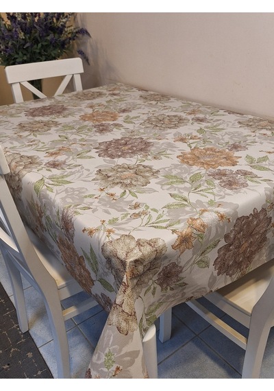 Elyaflı Pvc Muşamba - Desenli Silinebilir Masa Örtüsü Kahverenği Fnt1241 Kahverengi