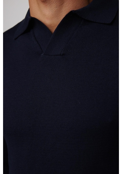 Tudors Slim Fit Dar Kesim Polo V Yaka Lacivert Erkek Triko Kazak-29107-lacivert Lacivert