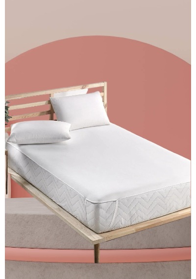 Evony 200x220 Cm Sıvı Geçirmez Çift Kişilik Alez Yatak Koruyucu Beyaz