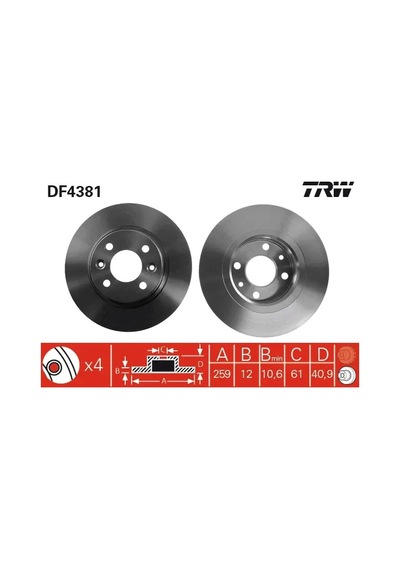 Fren Disk - Dacia Logan, Sandero - Trw-df4381