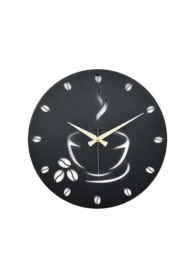 Coffe Model Metal Lazer Kesim Akar Sessiz Mekanizmalı Duvar Saati 40 40 Cm -m015 Siyah