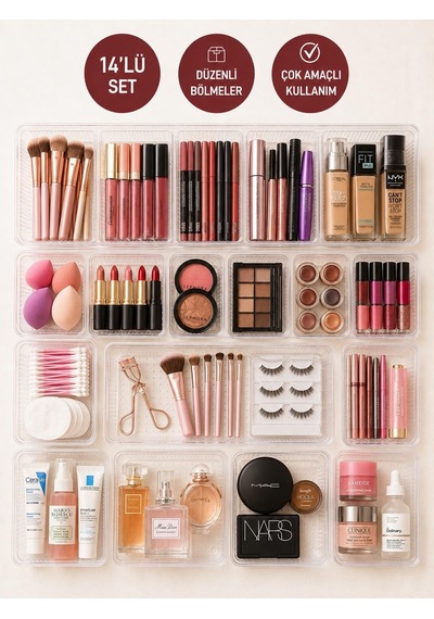 Selka Home 14 Parça Organizer Set Şeffaf