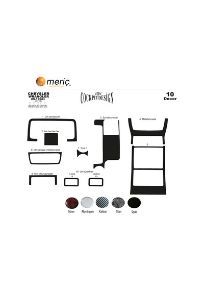 Meriç® Chrysler Wrangler Ön Torpido Kaplama 10 Parça 1996-2004 (530156089)