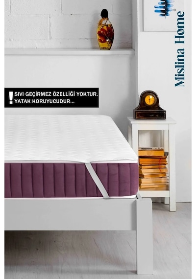 Mislina Home Kapitone Eko Ped 4 Köşe Lastik Tek - Çift Kişilik Bebek Yatak Koruyucu Beyaz