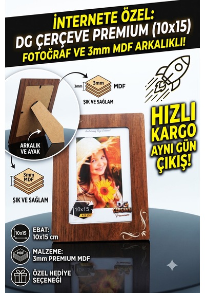 Dg Çerçeve Ahşap Desen Fotoğraf Çerçevesi 10x15 Cm 6'lı Set Mdf Arkalıklı