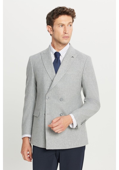 Premıum Altınyıldız Erkek Grı Yünlü Slim Fit Dar Kesim Kırlangıç Yaka Kapak Cepli Kruvaze Ceket Gri Premıum Altınyıldız Erkek Grı Yünlü Slim Fit Dar Kesim Kırlangıç Yaka Kapak Cepli Kruvaze Ceket Gri