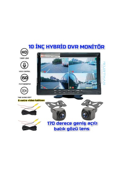 10 '' Hybrid Dvr Ekran 2 Ad 170'' Balık Gözü Geniş Açı Kamera