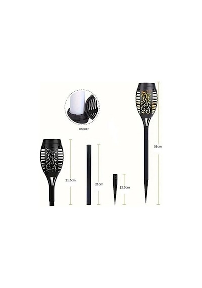 Solar Güneş Enerjili Bahçe Aydınlatma & Alev Efektli Solar Bahçe Lambası & 50 Cm Meşale 1