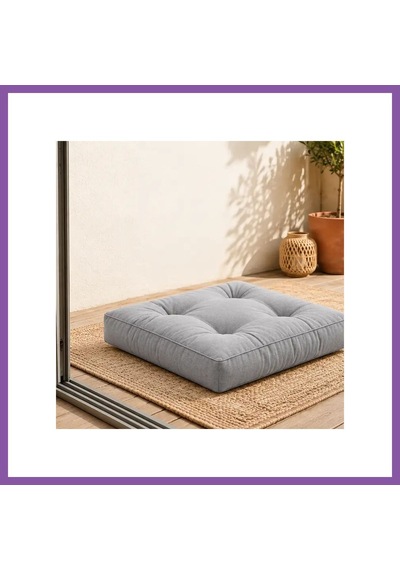 Bezos Kapitone Kare Yer Minderi 60 60 5 Cm Gri İç Mekân Bzoshb