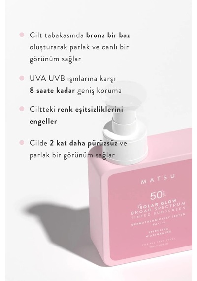Matsu Professional Solar Glow Ton Eşitleyici Spf50 Renkli Güneş Kremi 100 ML