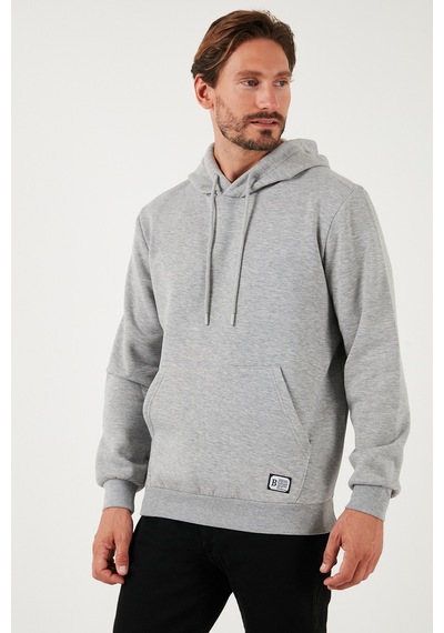 Buratti Regular Fit Kapüşonlu Kanguru Cepli Içi Tüylü Yumuşak Şardonlu Erkek Sweat 5905281 Gri Melanj