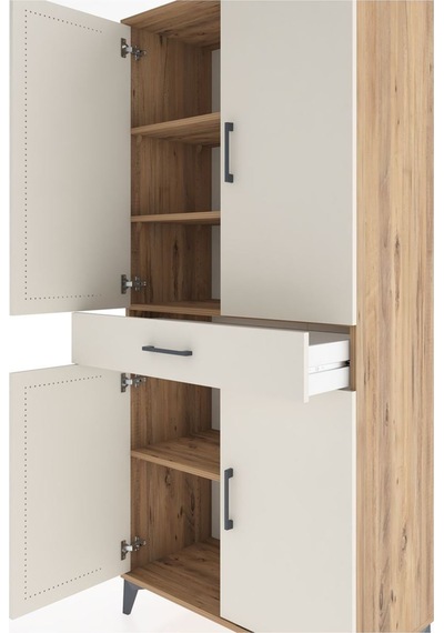 Hyperion Dolap 4 Raflı Tek Çekmeceli 4 Kapaklı 88x44x195 Çam-aytaşı Atlas Çam