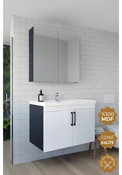 Teta Home Yalova 65 Cm Mdf Banyo Dolabı Seti Antrasit-beyaz Antrasit - Beyaz Teta Home Yalova 65 Cm Mdf Banyo Dolabı Seti Antrasit-beyaz Antrasit - Beyaz