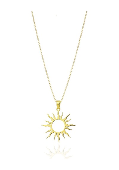 Oya Silver Gümüş 24k Altın Kaplama Tasarım Güneş Kadın Kolye Oyot313