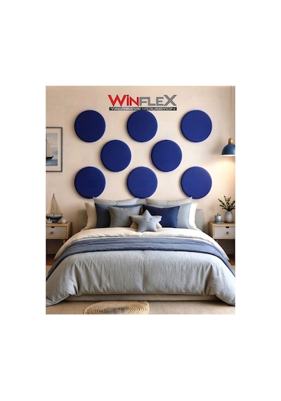Winflex 50x50 Cm Daire Kumaş Kaplı Akustik Panel 1 Adet Mavi