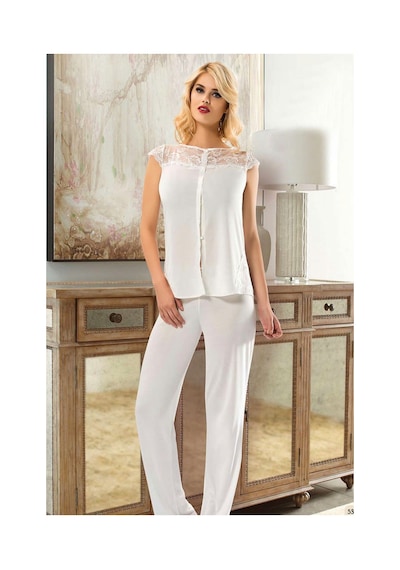 Sistina Ekru - 438 - Penye Pijama Takımı - 1561 - - Kmrsfres - Beden Xl