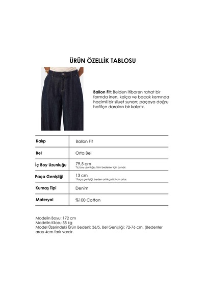it's basic Kadın İndigo Selvedge 7s6-50 Balon Jogger Fit Denim Jean