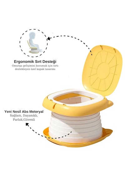 Cat Potty Katlanabilir Çocuk Tuvaleti, Çok Fonksiyonlu Taşınabilir Alıştırma Lazımlığı Sarı