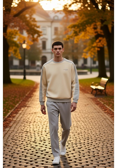 Benerly Erkek Bisiklet Yaka Standart Kol Oversize Pamuk Sweatshirt F Gri