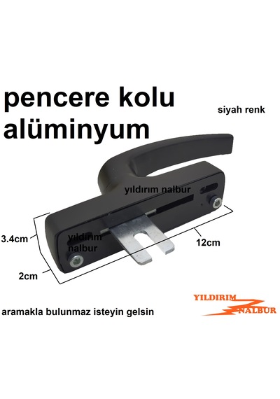 Alüminyum Pencere Kapı Kolu İspanyolet Kolu Kancalı Siyah