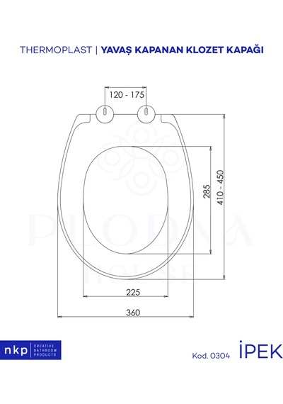 İpek 0304 Thermoplast Yavaş Kapanan Klozet Kapağı Oval Soft Close Beyaz
