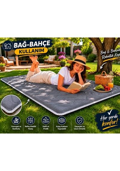 Zish Tekstil Flexı 5 Cm 90x200 Katlanır Kamp Yatağı Karavan, Misafir Ve Anne Yanı Yatağı Gri