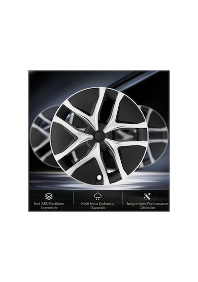 Red Lion Parts Tesla Model Y Juniper Uyumlu 19 İnç Görünüm Jant Kapağı Seti Siyah Gümüş