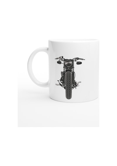 Önden Görünümlü Retro Motosiklet Baskılı Kupa Bardak Renkli