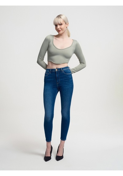 Crop Kadın Tshirt U.kol Mint Yeşili