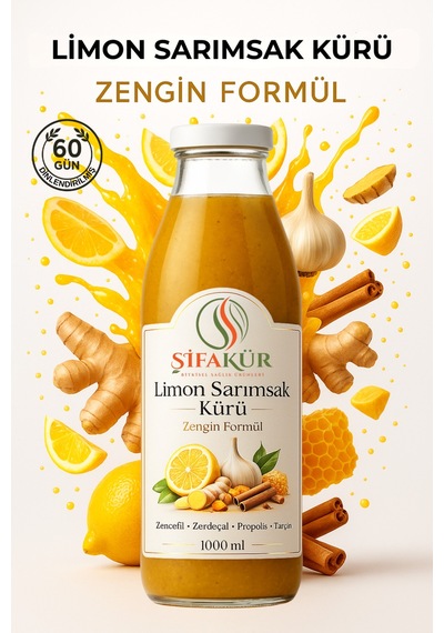 Şifakür Limon Sarımsak Kürü 1000ml 60 Gün Dinlendirilmiş Propolis Zencefil Zerdeçal Tarçınlı Deste