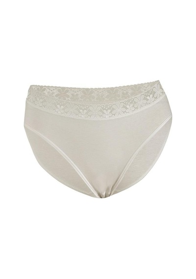 6 Adet Yıldız Bayan Likralı Beli Dantelli Bikini Külot Ekru 3523 Ekru