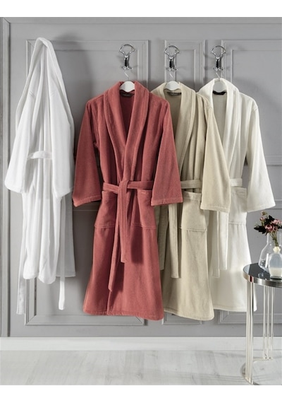 Soft Cotton Micro Bornoz Ekru