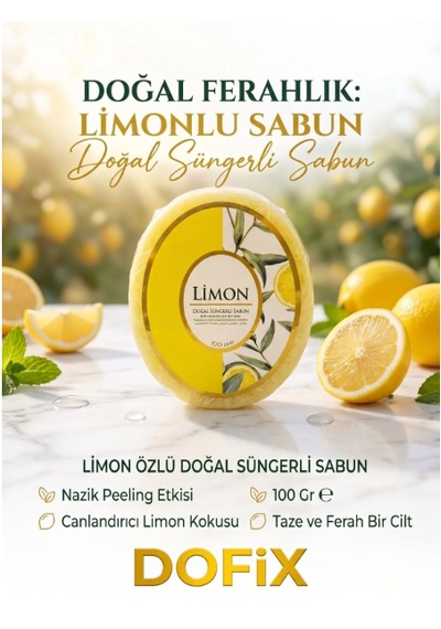 Limonlu Doğal Süngerli Sabun
