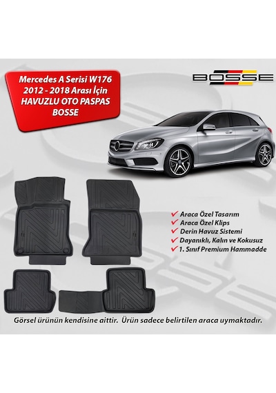 Mercedes A Serisi Paspas W176 Araca Özel 2012 - 2018  BOSSE 3D Havuzlu Oto Paspas