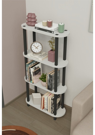Soft 4 Katlı Modern Kitaplık Dekoratif Çok Amaçlı Kitaplık Ve Organizer Çok Raflı Düzenleyici - Beyaz Beyaz Soft 4 Katlı Modern Kitaplık Dekoratif Çok Amaçlı Kitaplık Ve Organizer Çok Raflı Düzenleyici - Beyaz Beyaz