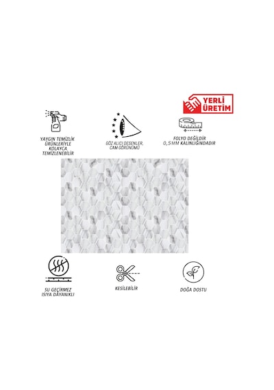 Tink Kendinden Yapışkanlı Beyaz Petek Mermer Desenli Pvc Panel 41x62cm