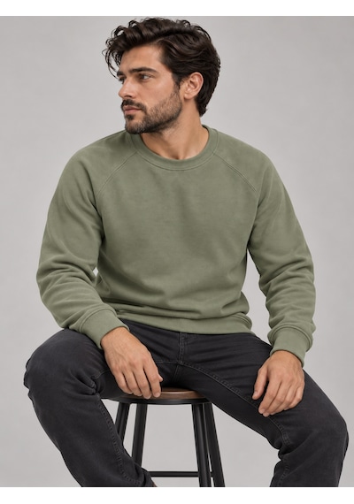 We&me Erkek Pike Kumaş Reglan Kol Bisiklet Yaka Regular Fit Sweatshirt Haki