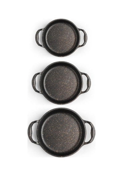 3 Lü Granit Döküm Sahan Tava Seti 22 Cm-20 Cm-18 Cm