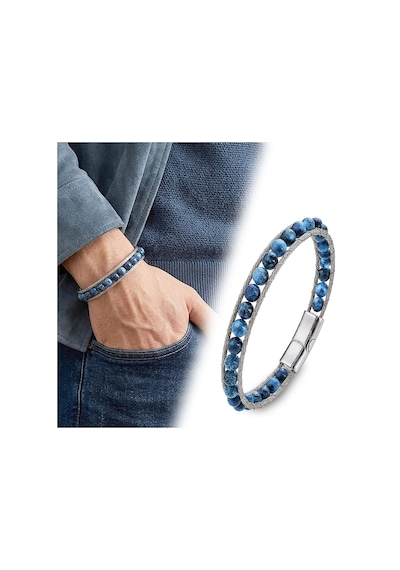 Moncuk Design Mavi Akik Doğaltaş Ve Çelik Halat Bileklik 33512b2dh14 Çok Renkli