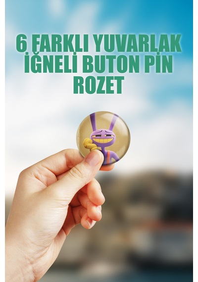Jax- Tadc The Amazing Digital Circus Çanta Süsü Rozet İğneli Buton Rozet Seti 6 Adet Altılı