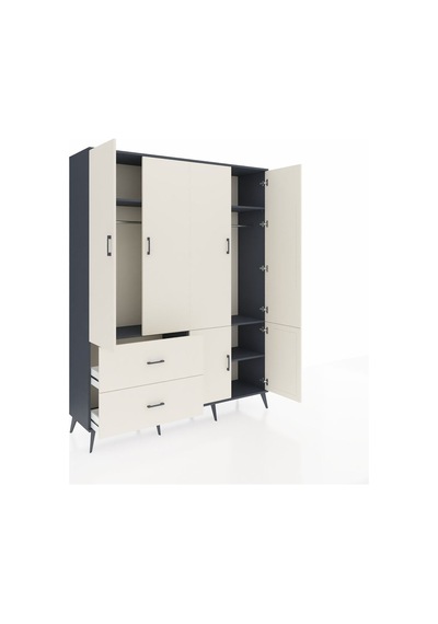 Hyperion Gardrop 5 Raflı 2 Çekmeceli 2 Askılı 176x44x221 Antrasit-aytaşı Aytaşı