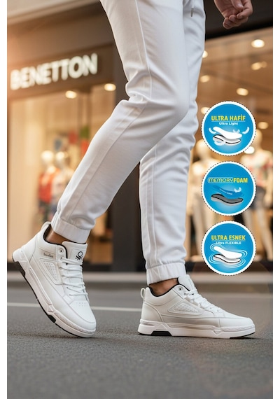 United Colors Of Benetton Beyaz Bağcıklı Bilek Boy Erkek Sneaker Bnı-11196 M