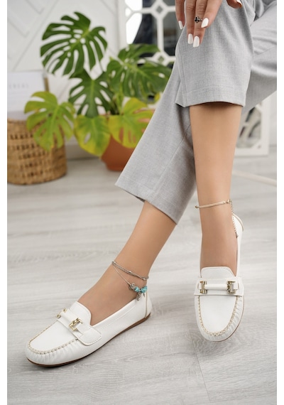 Khayt Daisy Casual Günlük Kadın Babet Ayakkabı Beyaz