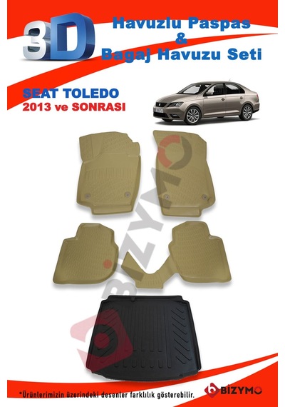 Seat Toledo Sedan 2013 Ve Sonrası Bej Paspas Ve Bagaj Havuzu Seti Bej