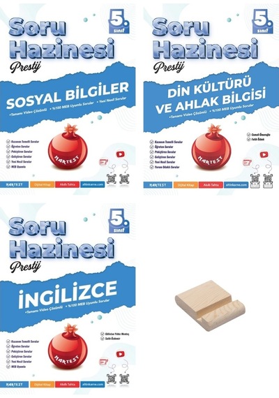 5. Sınıf Prestij Sosyal Din Ve İngilizce Soru Hazinesi 3lü Set + Telefon Tutucu