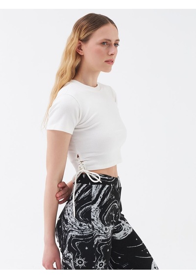 LOFT Crop Kadın Tshirt K.kol Lf2031454 Q1.v1 Beyaz