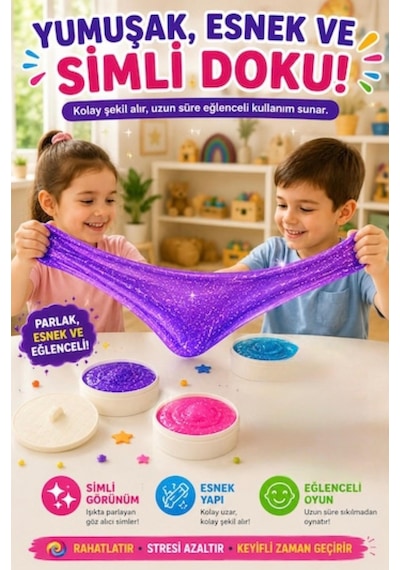 Oyuncak Dumpling 5'li Slime Simli Parlak Renkli Esnek Yumuşak Doku Oyun Jeli Oyun Hamuru Çin Mantısı Sukuşi Çok  Renkli