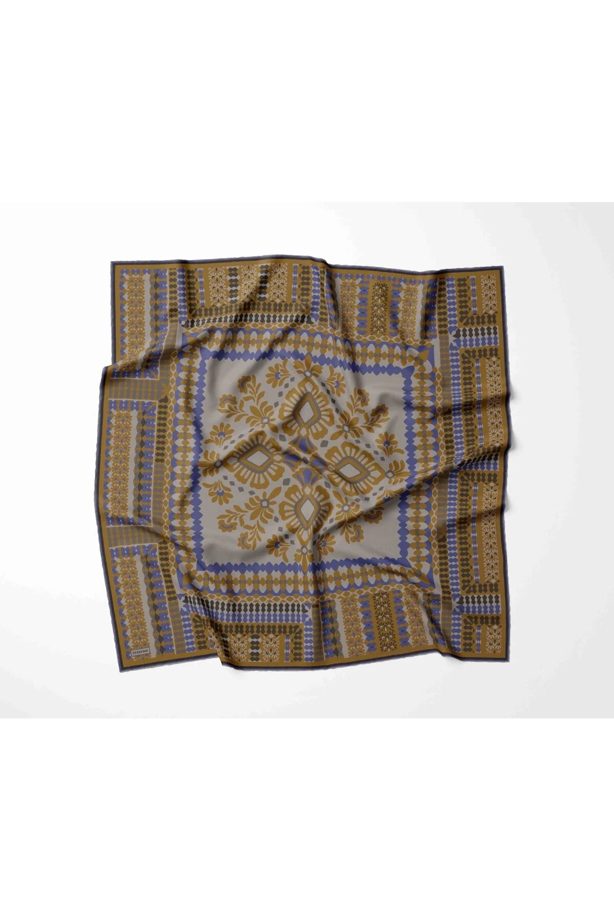 Silk Home Soft Eşarp Kahve Mavi Çok Renkli